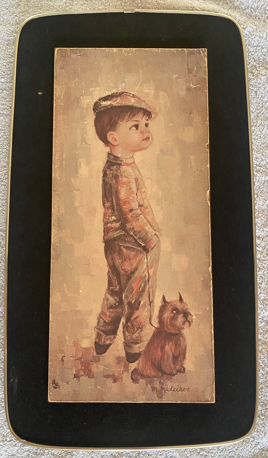 Vintage board "Tom Sawyer" door Myrle Medeiros (Jacky Boy), Paneel, Verzenden, Portret of Personen, Gesigneerd