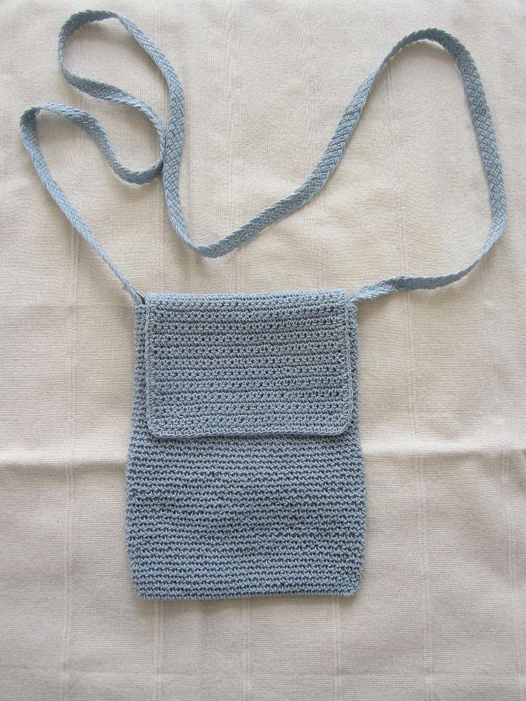schoudertasje 20x16 cm gehaakt en gevoerd, Ophalen of Verzenden, Zo goed als nieuw, Blauw, Overige merken