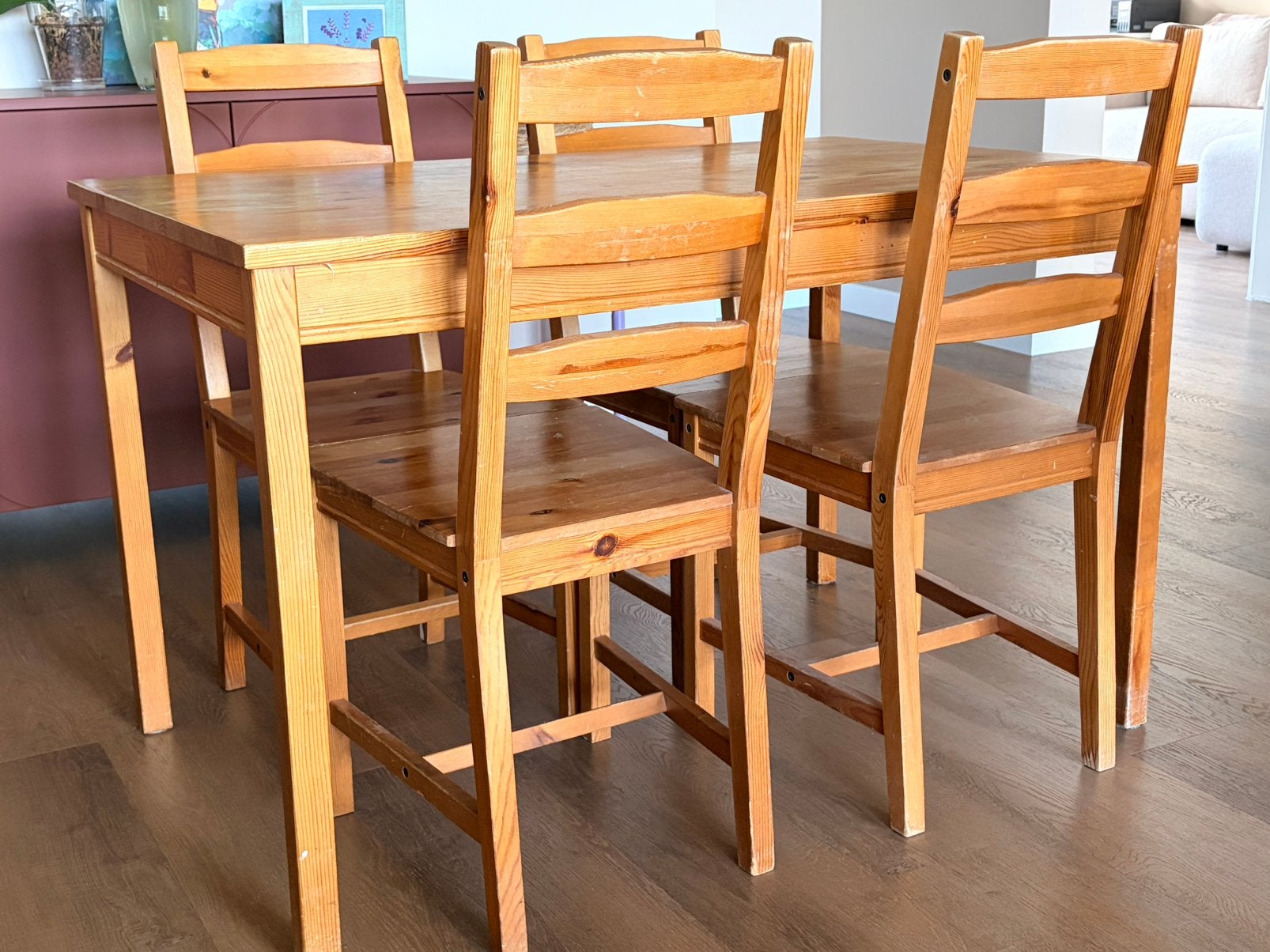 IKEA JOKKMOKK Dining Set: Table + 4 Chairs (Pine wood), Huis en Inrichting, Ophalen, Gebruikt, 100 tot 150 cm, 50 tot 100 cm
