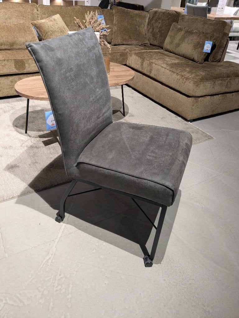 SET VAN 6 NIEUWE EETKAMERSTOELEN GRIJS MICRO LEDER, Ophalen, MODERN, Leer, Nieuw