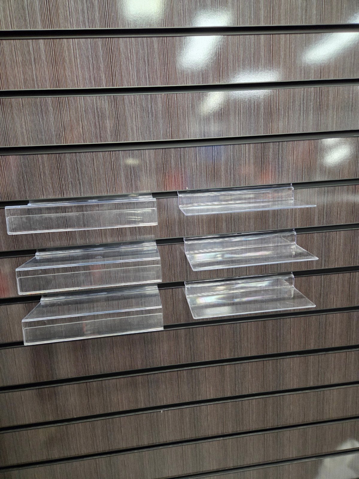 Transparante Acryl Slatwall Planken voor Winkeldisplay, Ophalen