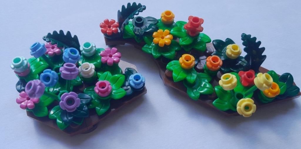 Lego bloemperkjes bloemen MOC geel/oranje en roze/paars, Ophalen of Verzenden, Zo goed als nieuw, MOC (eigen creatie), Lego