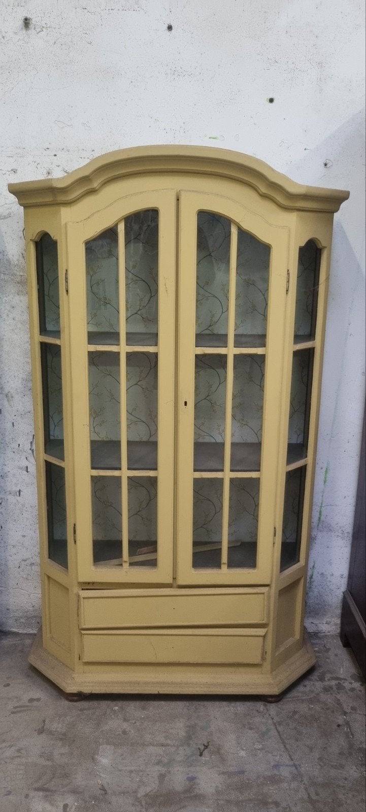 vitrine kast met 2 lades antiek en brocant, Ophalen, Gebruikt, 100 tot 150 cm, 150 tot 200 cm
