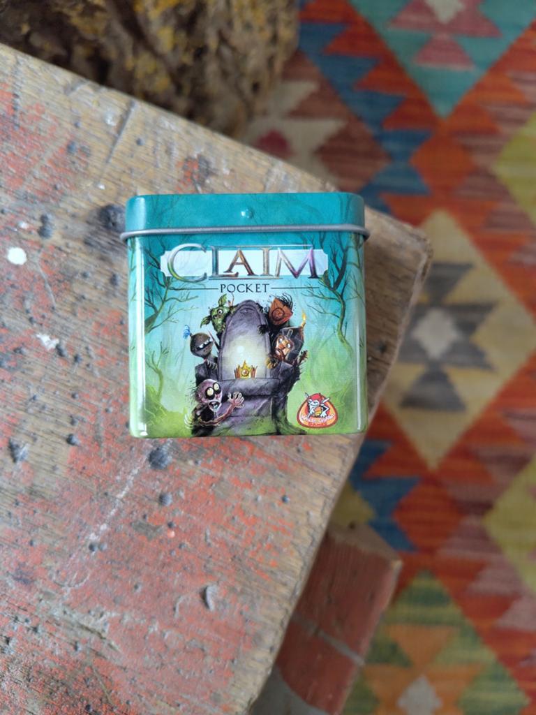 Claim Pocket spel in blik, Een of twee spelers, Ophalen of Verzenden, Zo goed als nieuw, White Goblin
