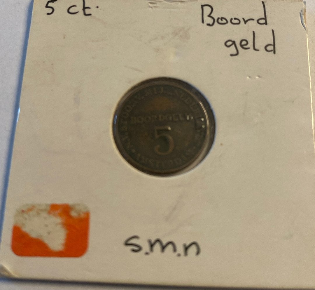 5 cent boordgeld Stoomvaart Mij. Nederland 1947, Ophalen of Verzenden, Koningin Juliana