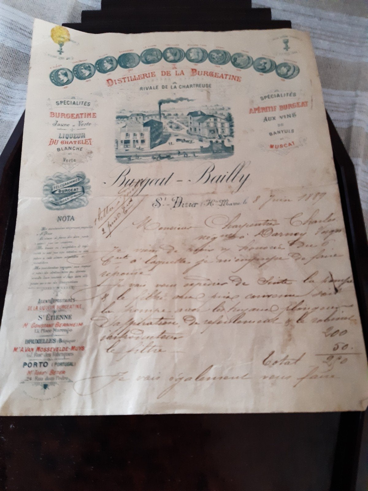 antieke franse rekening wijn 1889+cheque 1926 wijn, Verzenden, Voor 1920, Buitenland, Knipsel(s)