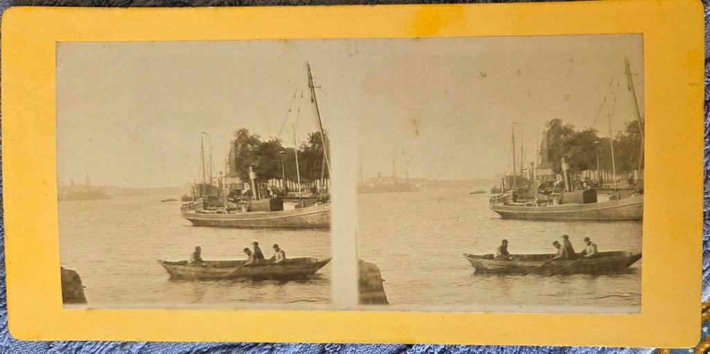 Rotterdam Dordrecht  riviergezicht stereofoto, Verzamelen, Foto's en Prenten, Ophalen of Verzenden, Voor 1940, Zo goed als nieuw