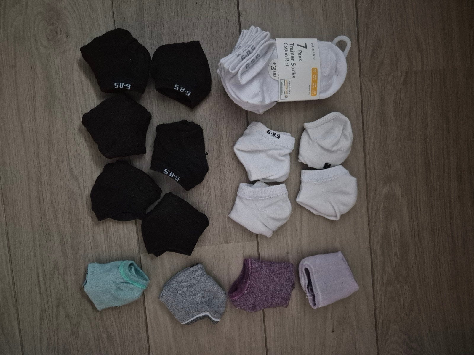 21 paar sneakersokken sokken wit zwart mt 23-26, Jongen of Meisje, Ophalen of Verzenden, Zo goed als nieuw, Sokken