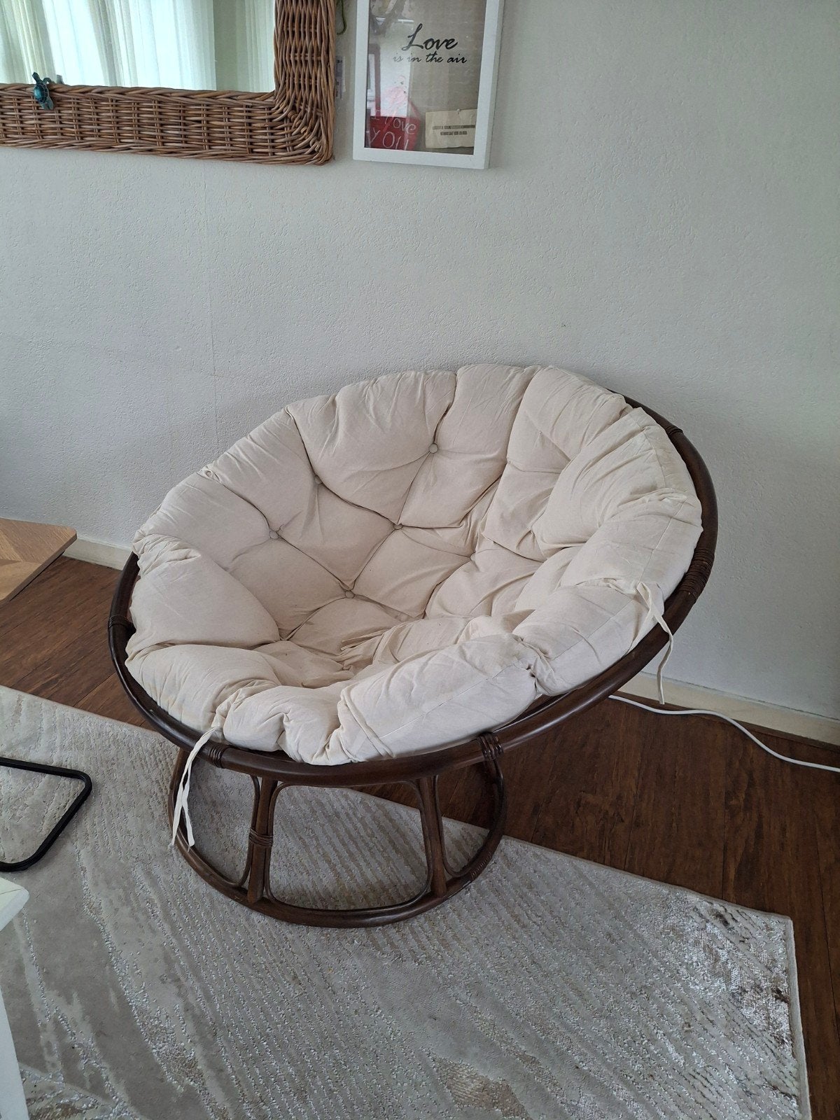 Comfortabele Papasan stoel met kussen, Bohemian, Relax, Gebruikt, Bruin, Eén