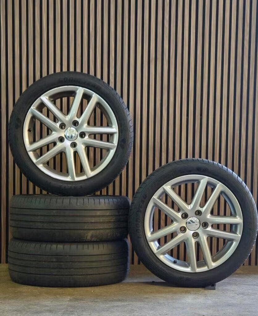 17" Orig Volkswagen Golf Velgen+Banden 5x112 Caddy Touran, Gebruikt, -, -, Banden en Velgen