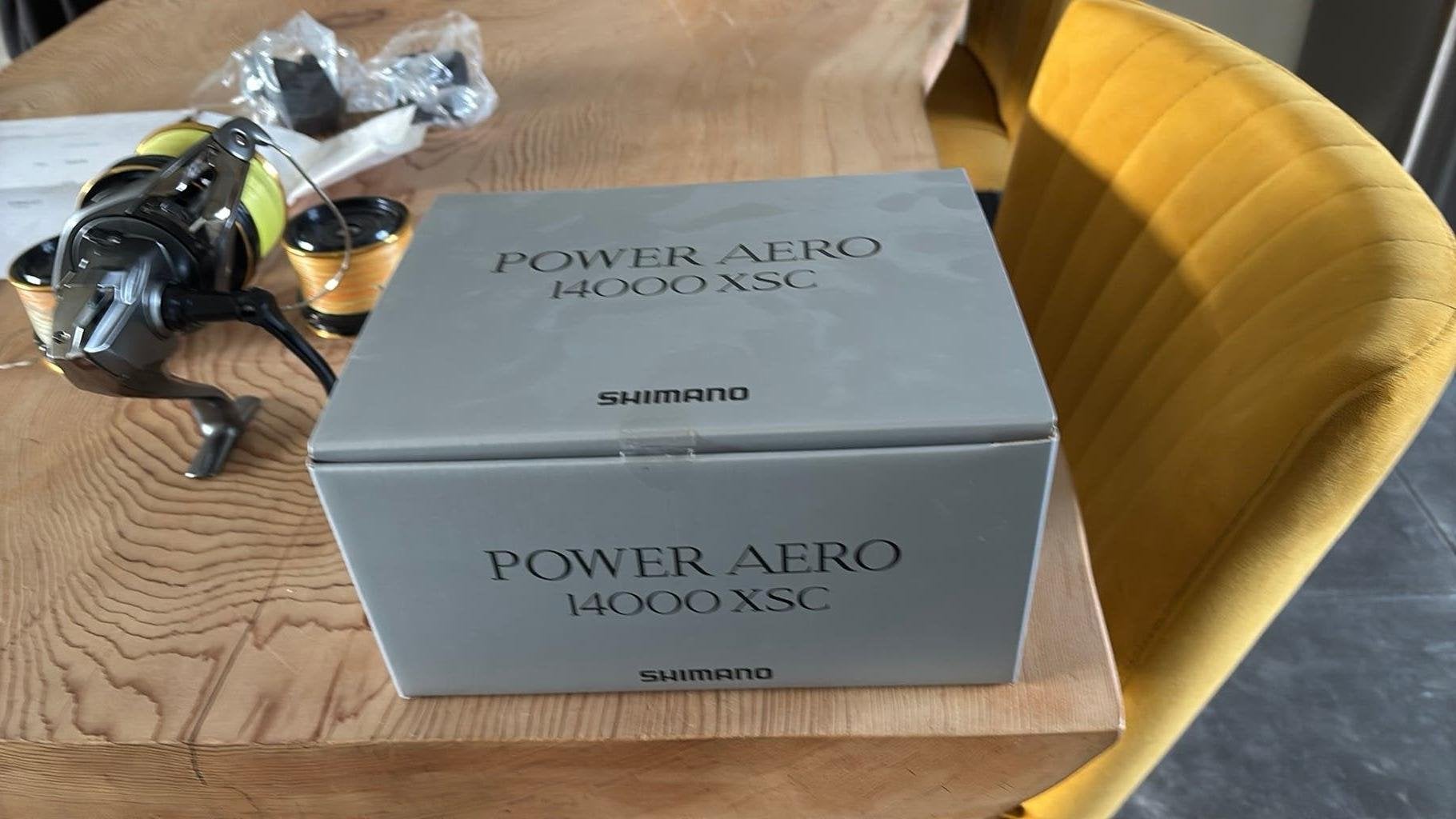 Shimano Power Aero XSC 14000 met1 of  2 res spoelen met bon, Watersport en Boten, Ophalen of Verzenden, Zo goed als nieuw, Molen