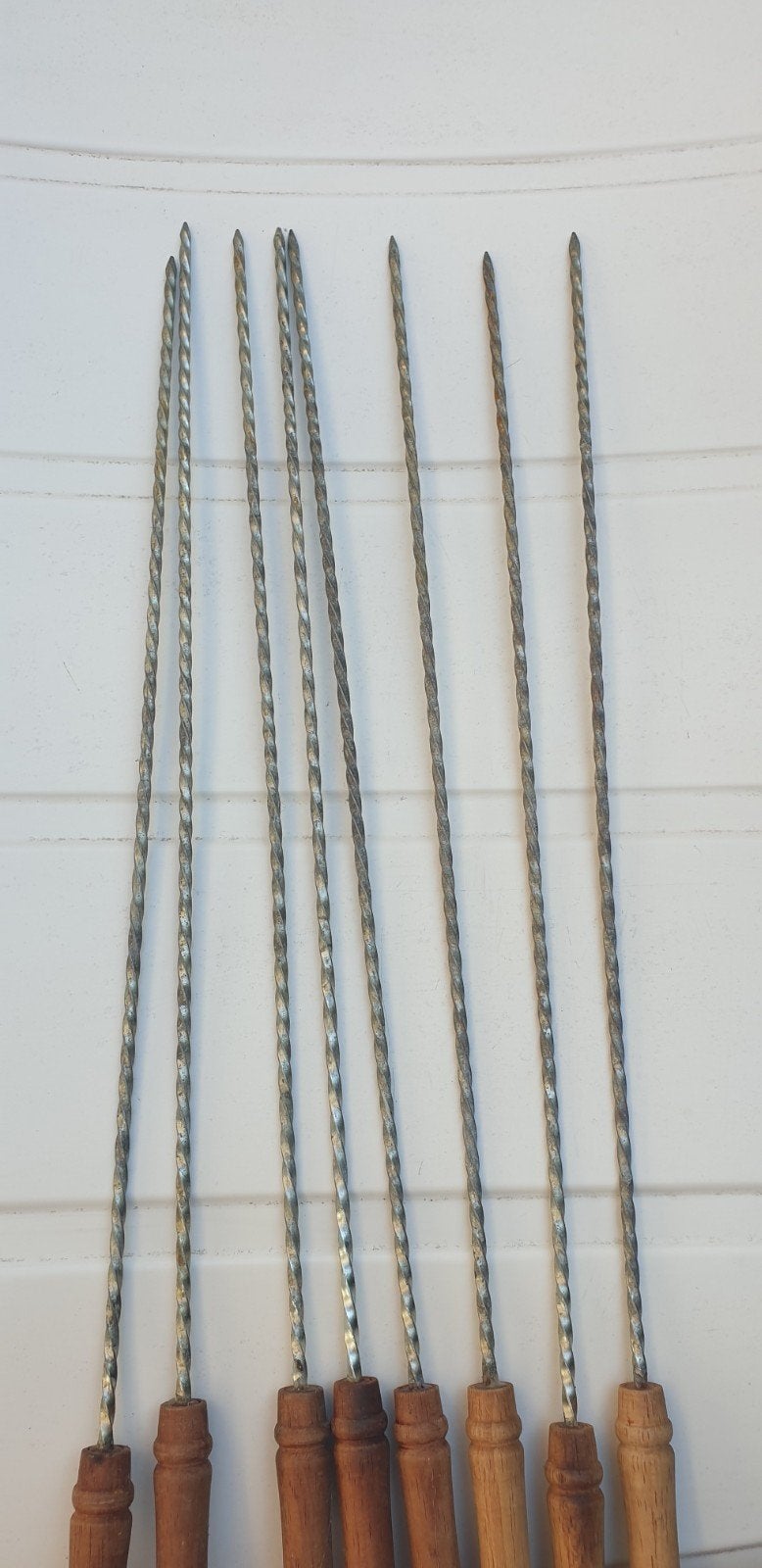 Set van 8 metalen spiezen met houten handvat, Ophalen of Verzenden, Gebruikt, Onbekend