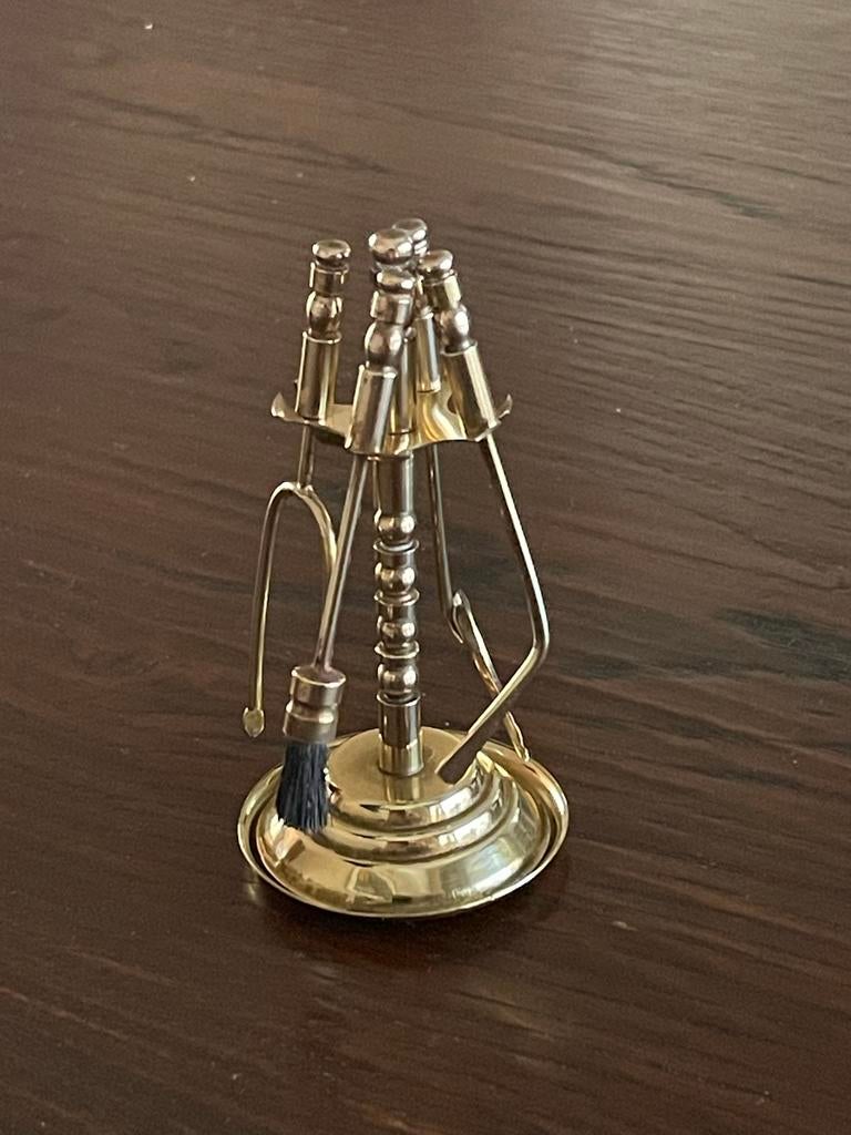 Miniatuur koperen openhaard stel voor poppenhuis, Ophalen, Gebruikt, Decoratie
