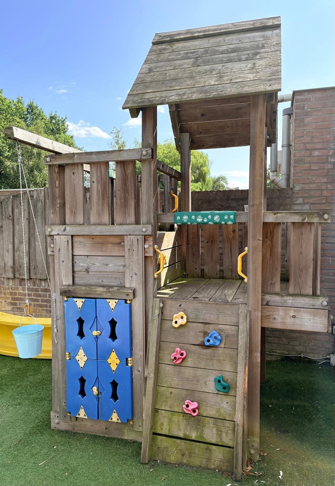 Jungle Gym Speeltoestel Jungle Cubby met Playhouse Module, Ophalen, Gebruikt, Glijbaan, Aanbouwonderdeel