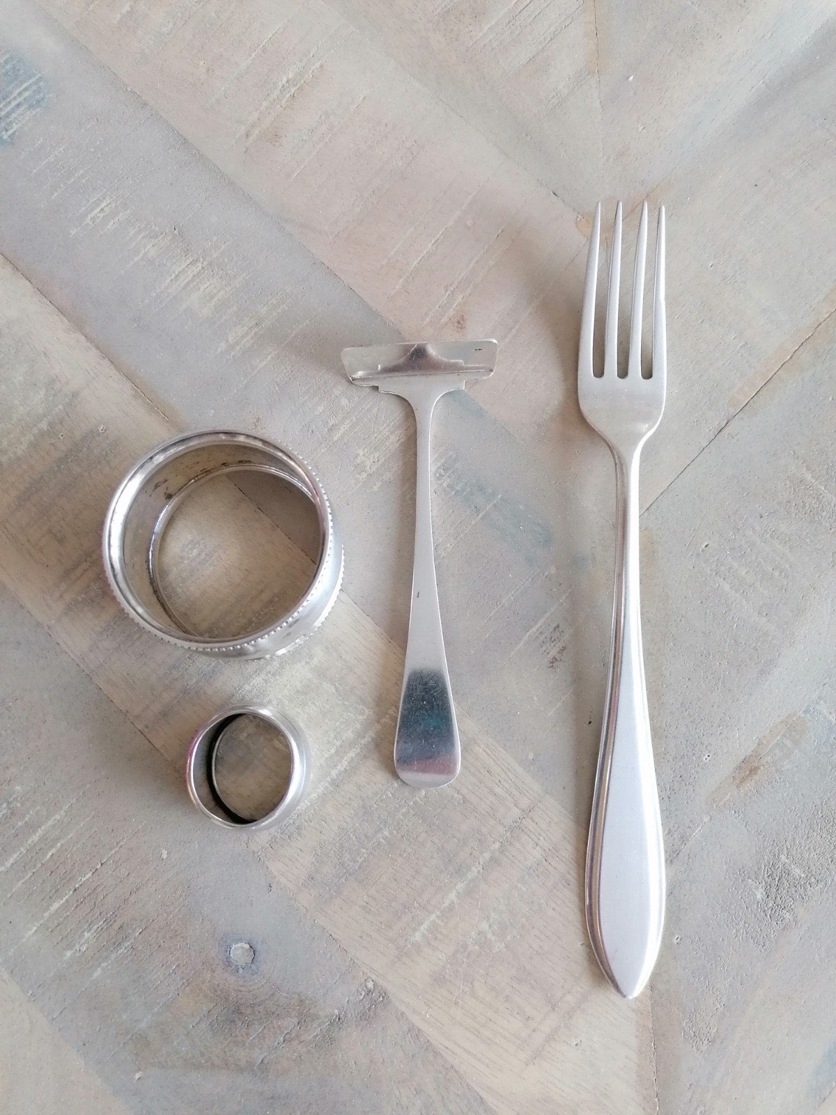 Zilveren eetschuifje, servetringen, vork, Antiek en Kunst, Antiek | Goud en Zilver, Ophalen of Verzenden, Zilver