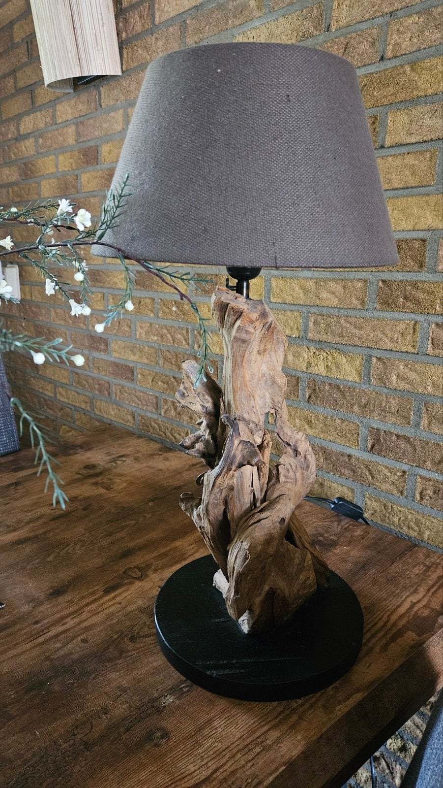 houten tafel lamp, Ophalen