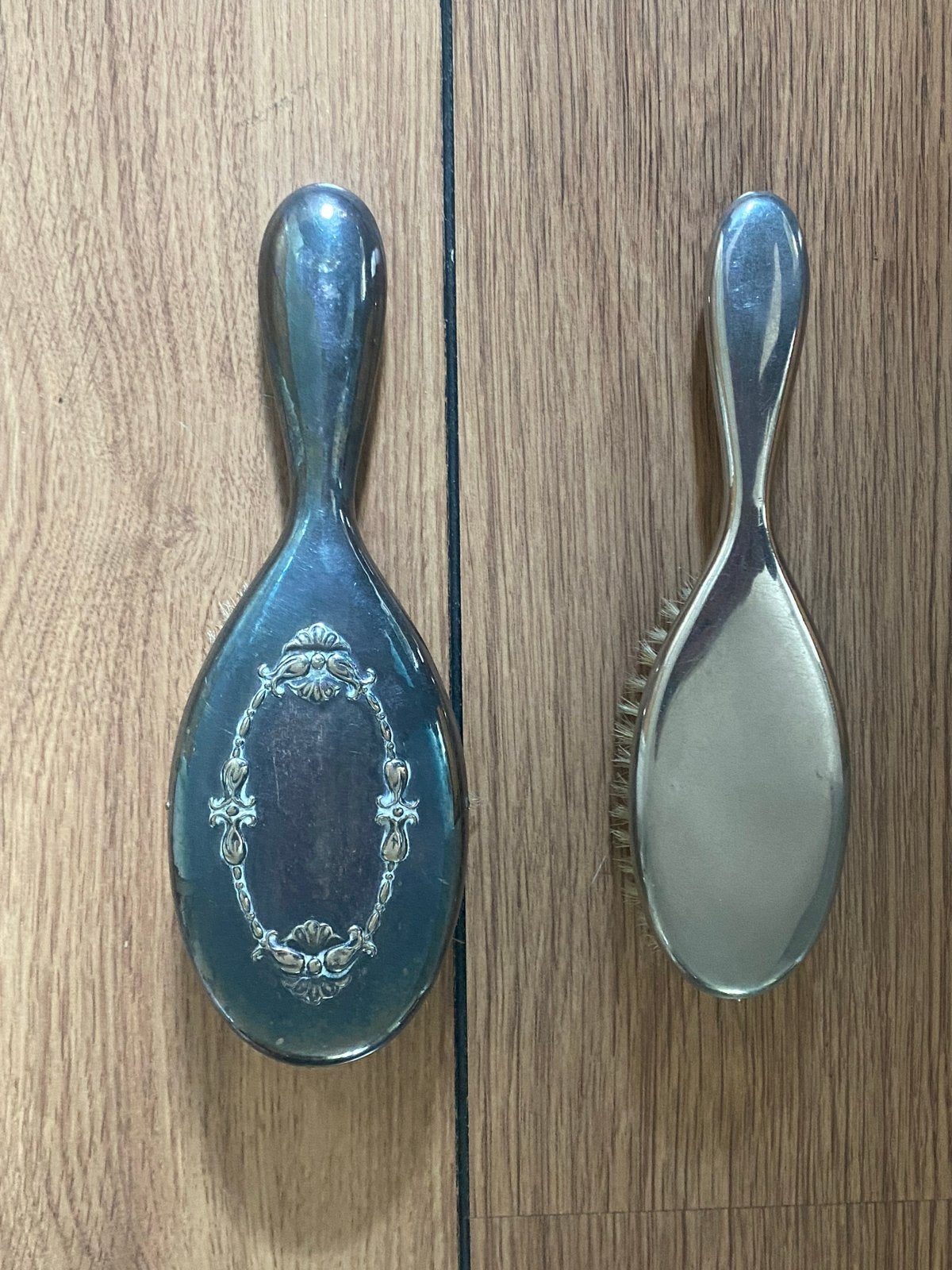 Vintage verzilverde haarborstels set, Ophalen of Verzenden