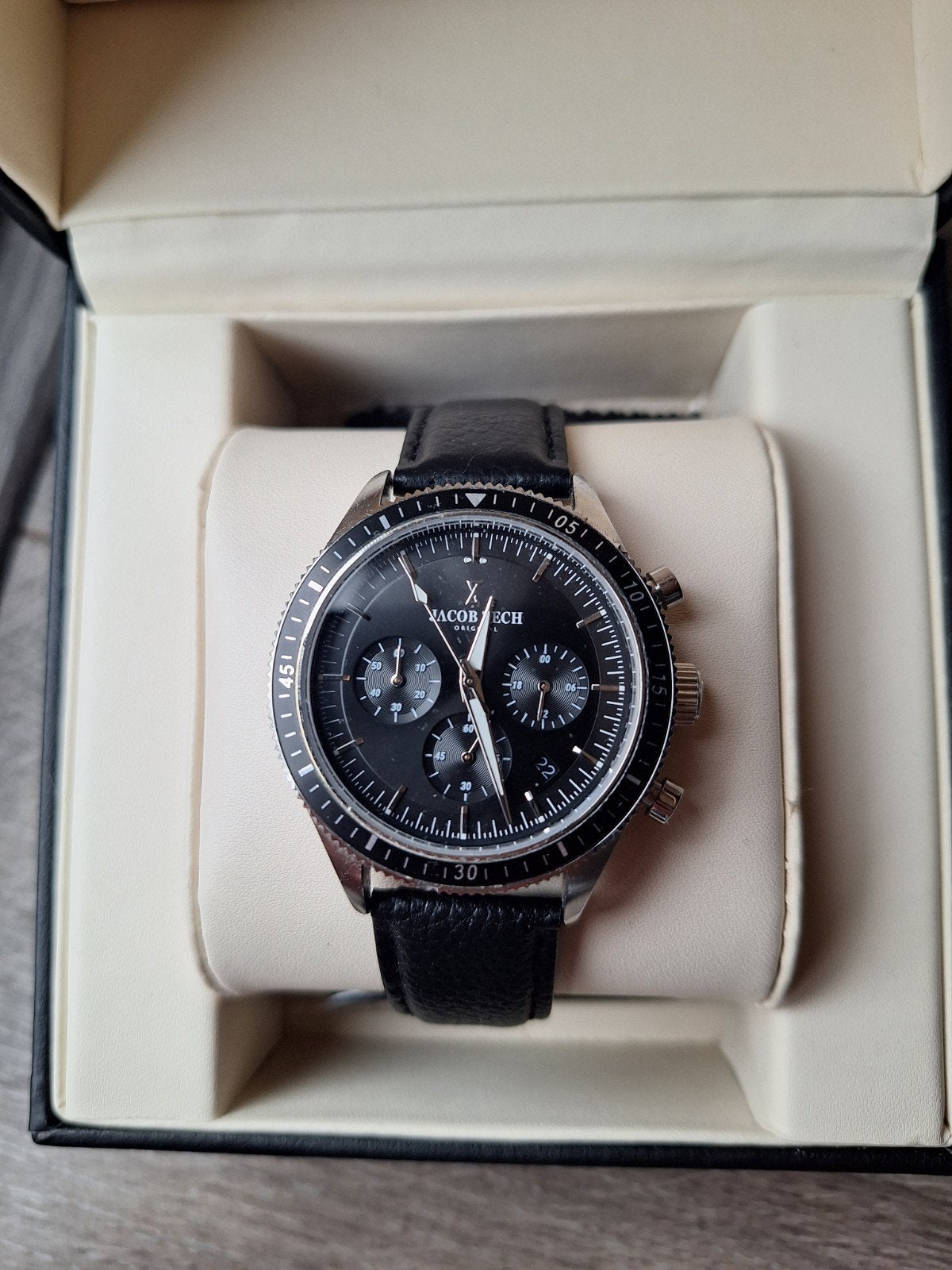 Jacob Zech Milano herenhorloge Zwart, Leer, Overige merken, Overige materialen, Leer, Polshorloge