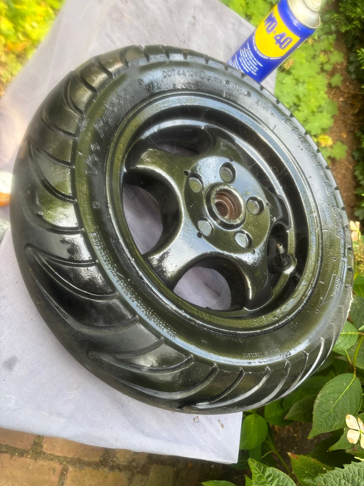 10 inch velg met band voor Piaggio Hexagon 2-takt, Ophalen of Verzenden, Gebruikt, Overige typen, Piaggio