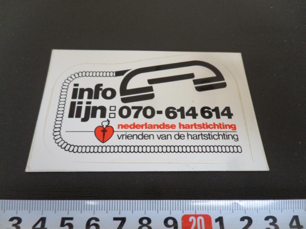 sticker Nederlandse Hartstichting Info Lijn 070-614614 *, Verzamelen, Stickers, Ophalen, Zo goed als nieuw
