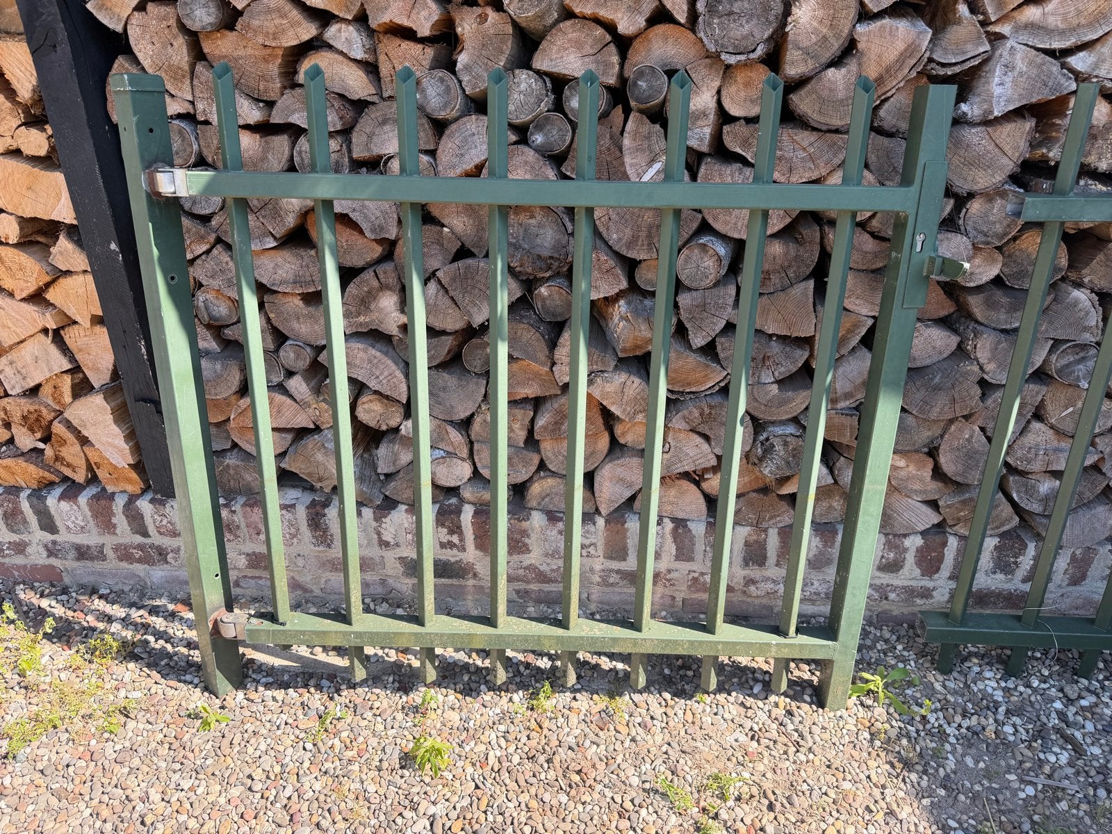 Groen Spijlenhekwerk met Poort - Gebruikt, Ophalen, Met poort, Gebruikt, Spijlenhekwerk