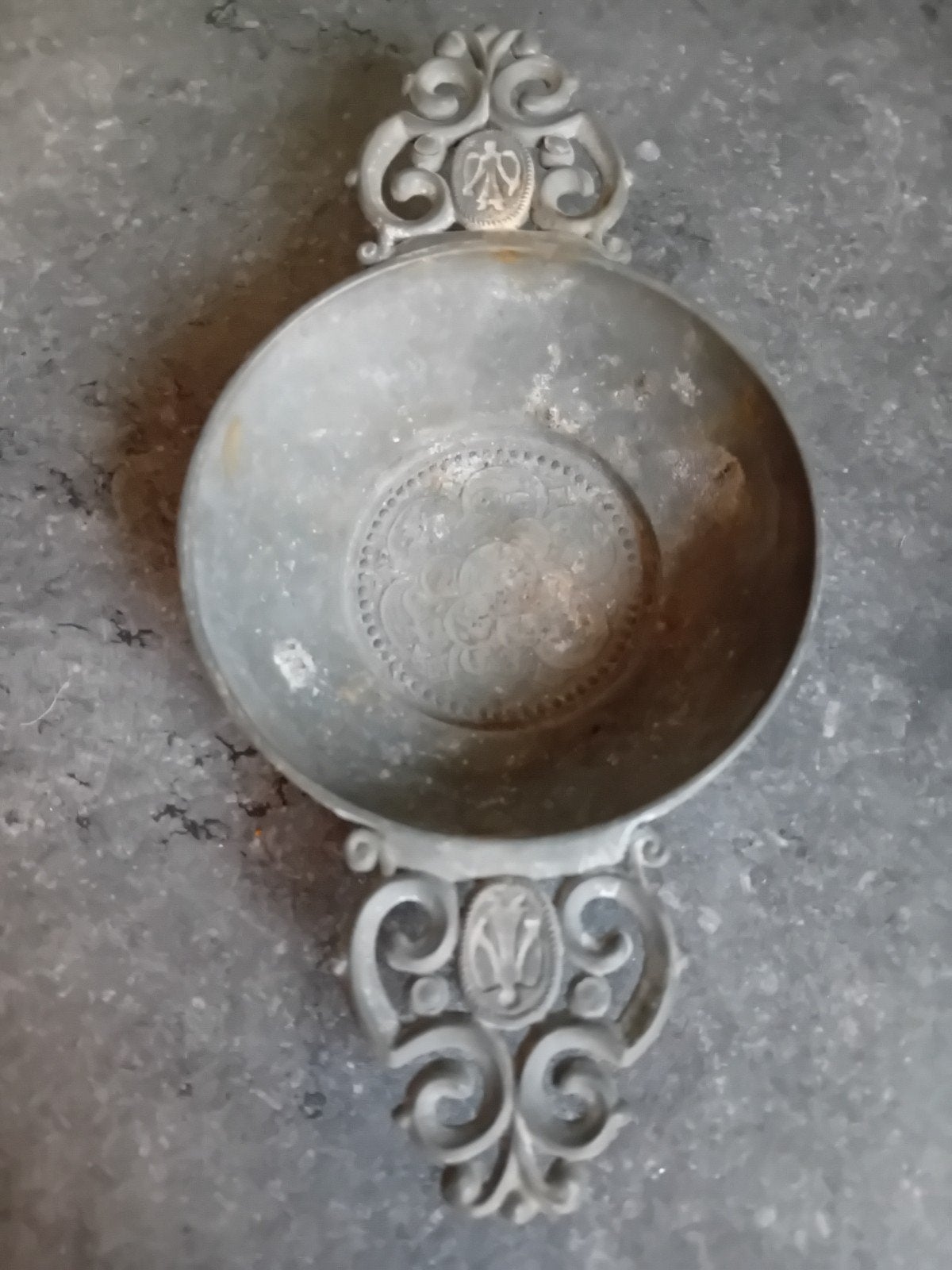 Antieke sierkom van tin, loodvrij, West-Duitsland, Antiek en Kunst, Antiek | Schalen, Ophalen of Verzenden