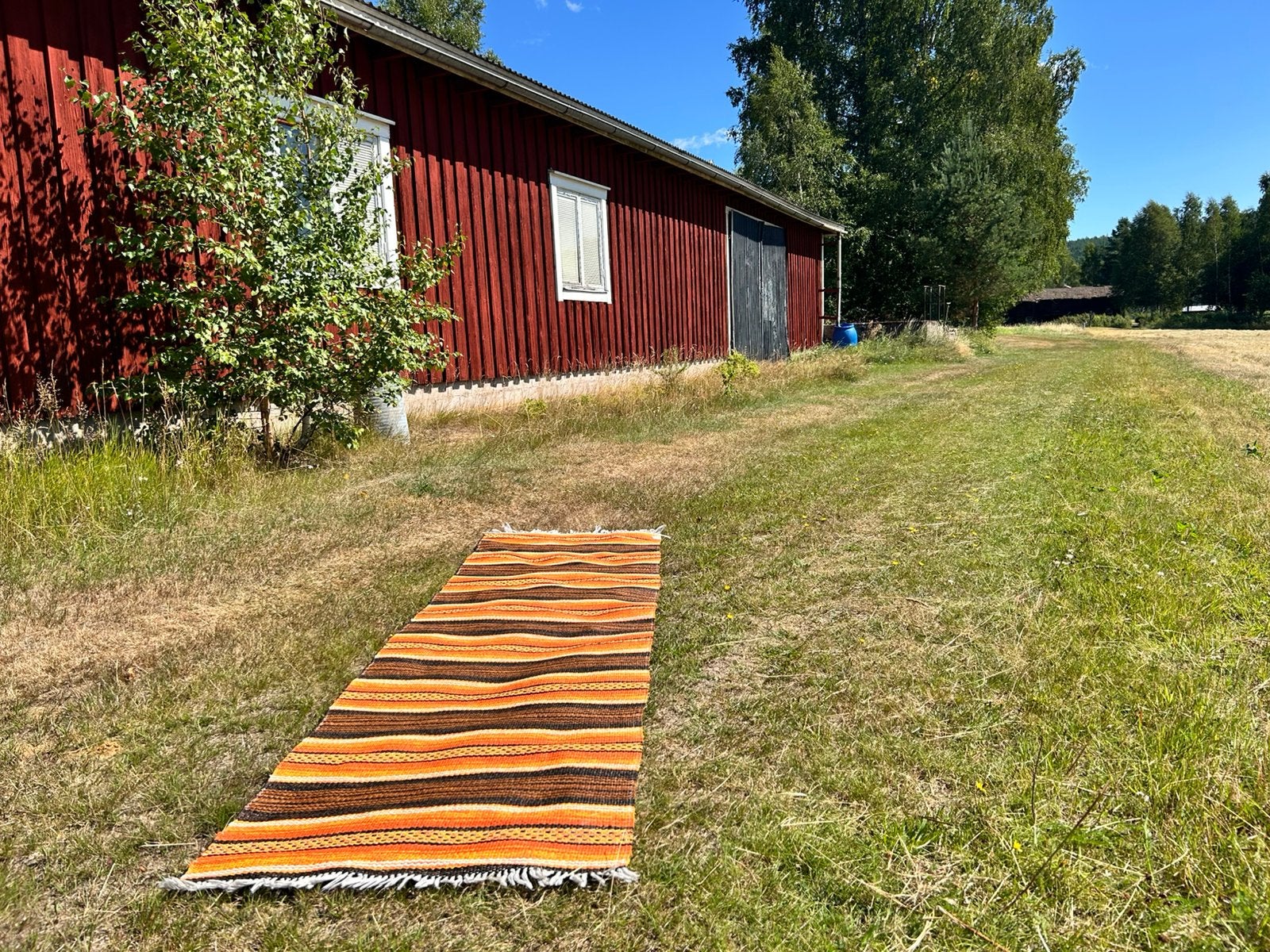 Zweedse plastmatta vloerkleed loper, Loppis, Vrijstad Vintage, 200 cm of meer, Oranje