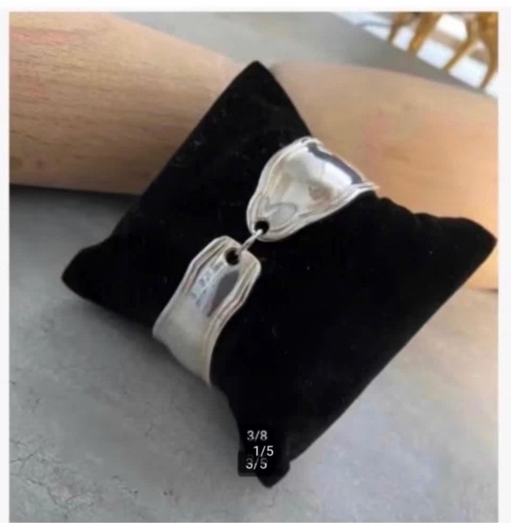 Verzilverde armband gemaakt van bestek, verstelbaar, Overige materialen, Nieuw, Ophalen of Verzenden, X