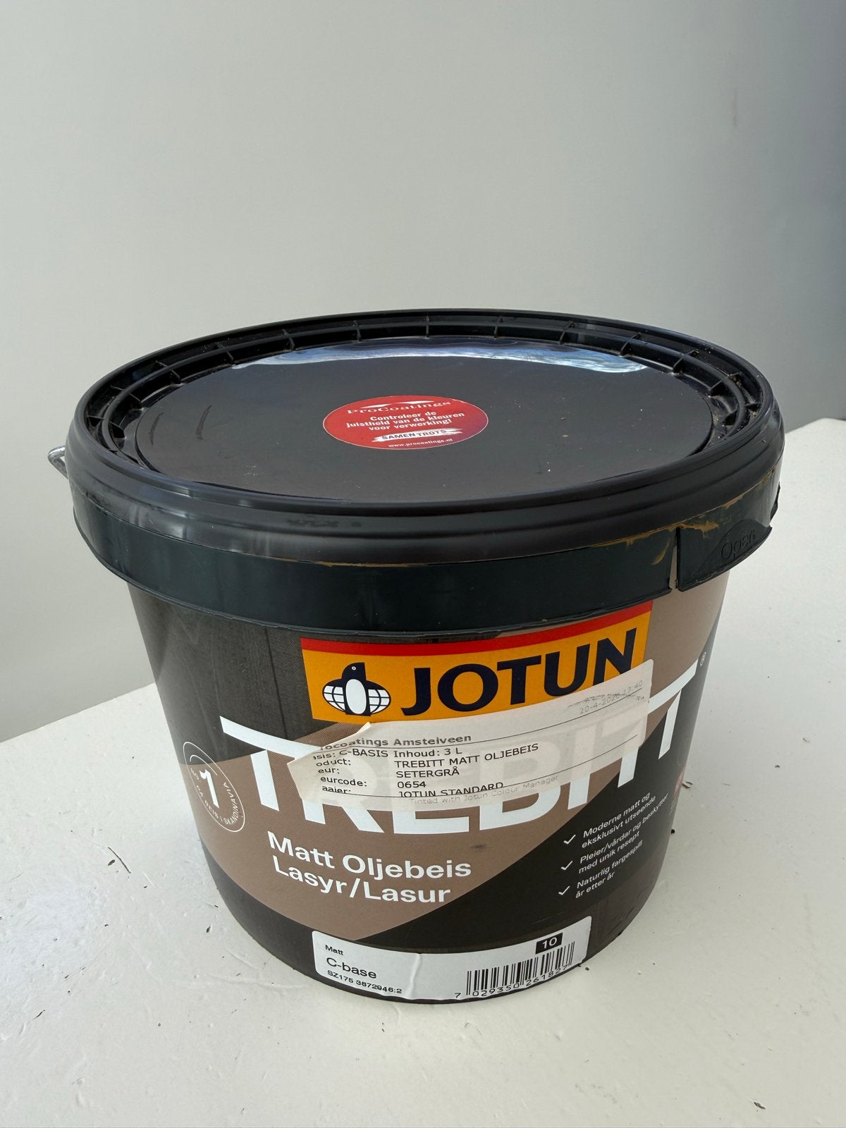 Jotun Trebitt Matt Oljebeis - Setergrå 3L, Ophalen, Beits, Zo goed als nieuw, Grijs