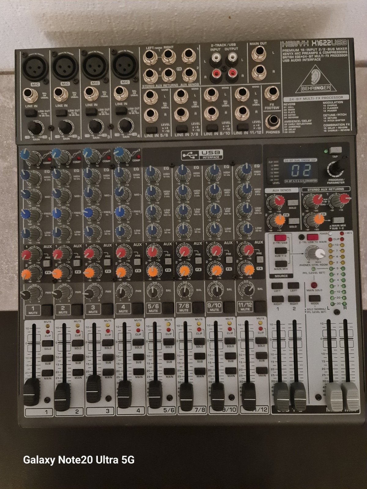 Behringer Xenyx X1622USB Mixer - Premium 16-Input, Ophalen, Gebruikt, 10 tot 20 kanalen, Microfooningang