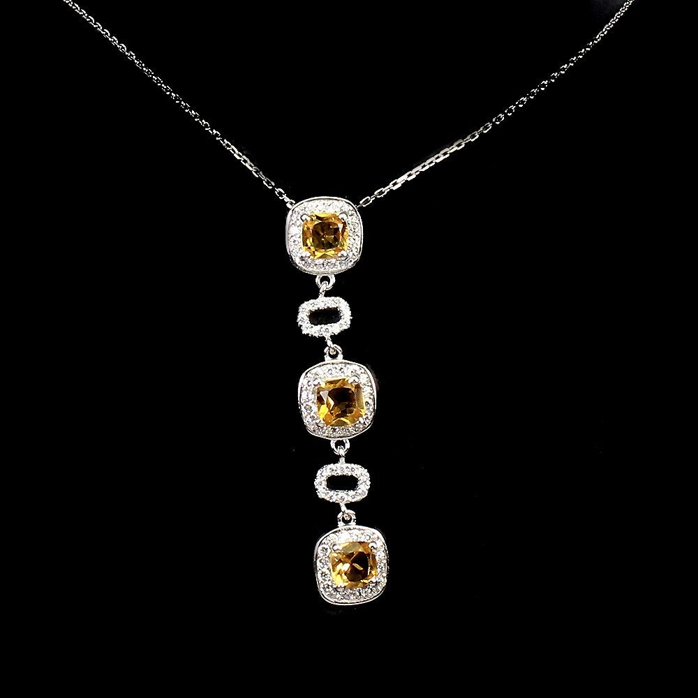 ketting  em hanger 925 zilver 14 k wg verguld met Citrien, Geel, Nieuw, Ophalen of Verzenden, Met edelsteen