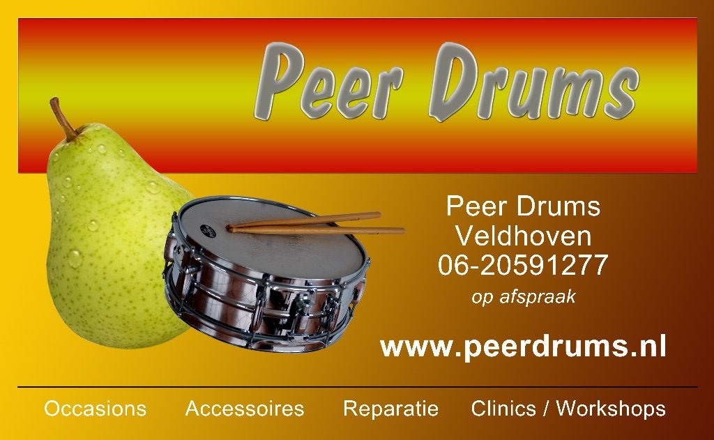 Peer Drums 15 jaar zaak en 45 jaar verkoop:10% extra korting, Muziek en Instrumenten, Drumstellen en Slagwerk, Ophalen, Zo goed als nieuw