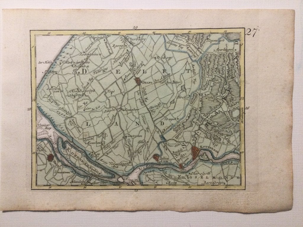 Rotterdam, Delft, Schiedam, (2 stuks) JC Sepp, 1773, Antiek en Kunst, Kunst | Etsen en Gravures, 19 cm, 13 cm, 1700 - 1799, Verzenden