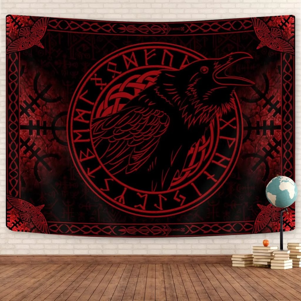 Rood Zwart Rune Viking Wandkleed, Verzenden, Nieuw, Wandkleed