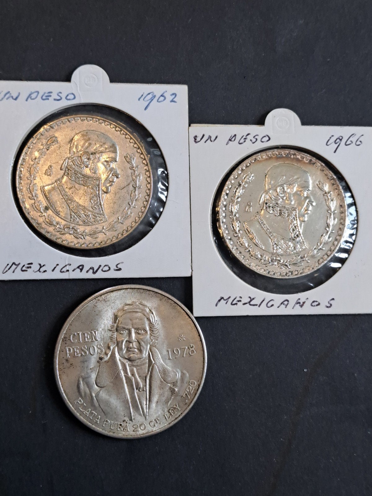 Mexico 3x zilveren pesos, Postzegels en Munten, Ophalen of Verzenden, Midden-Amerika, Setje, Zilver