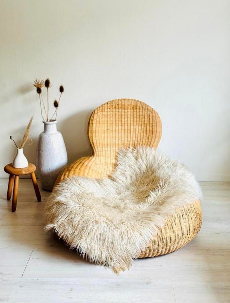 Exclusieve Vintage Ikea Storvik rotan design fauteuil, Huis en Inrichting, Fauteuils, Ophalen, Gebruikt, 125 tot 150 cm, Vintage
