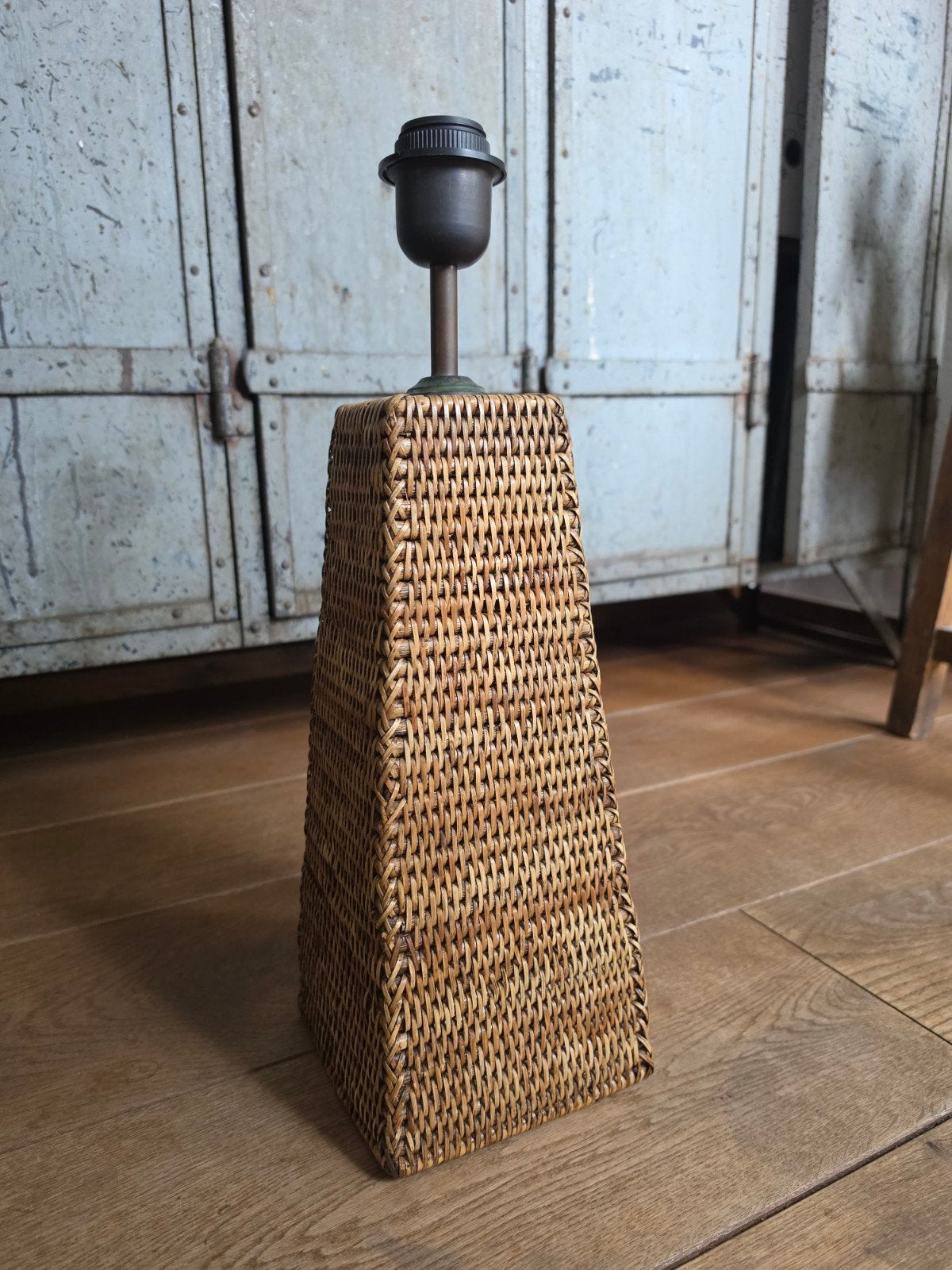 Rotan Obelisk of Birma rieten Tafellamp - 45cm hoog, Ophalen of Verzenden, Gebruikt, Bohemian, Natuurlijk, Rustiek