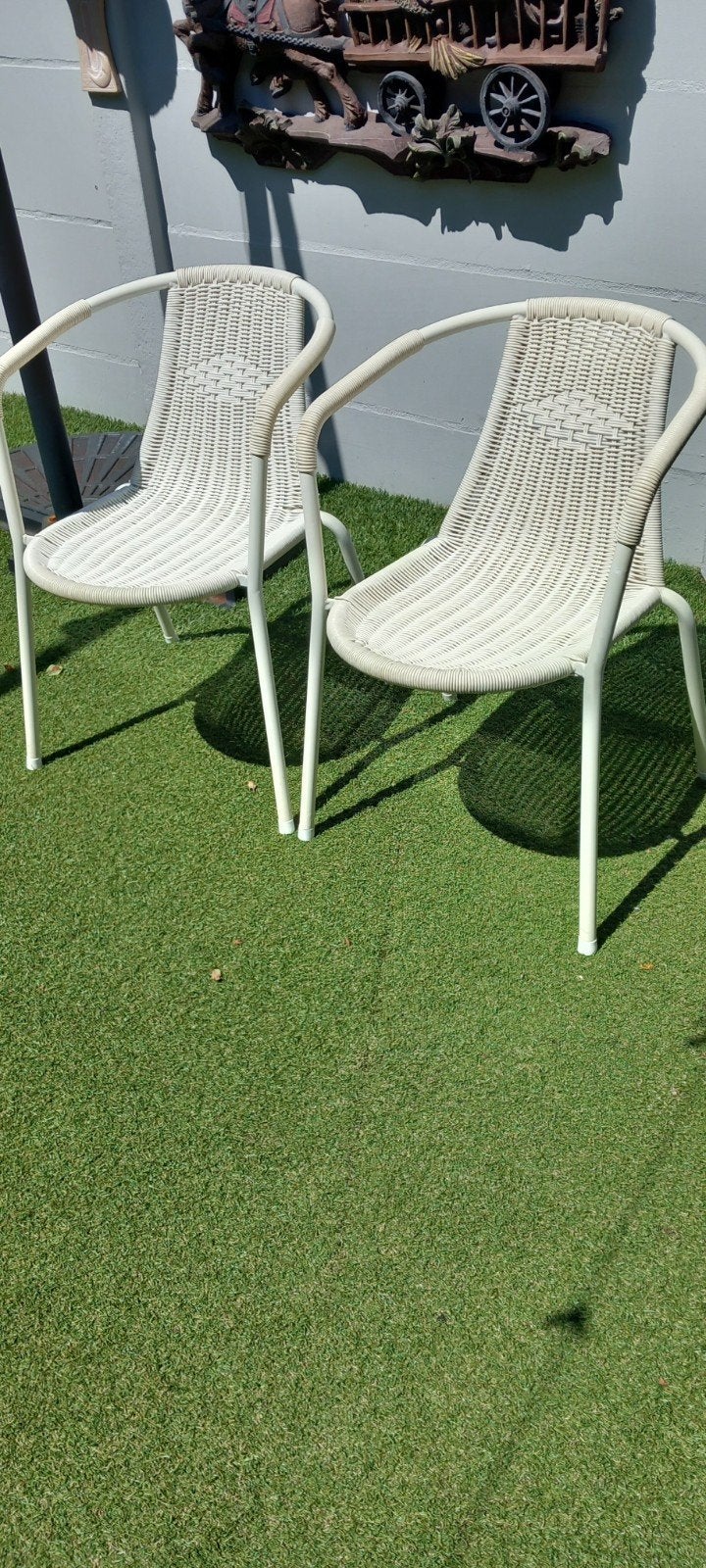 2 Witte Wicker Tuinstoelen - Zo goed als nieuw, Ophalen, Zo goed als nieuw, Wicker