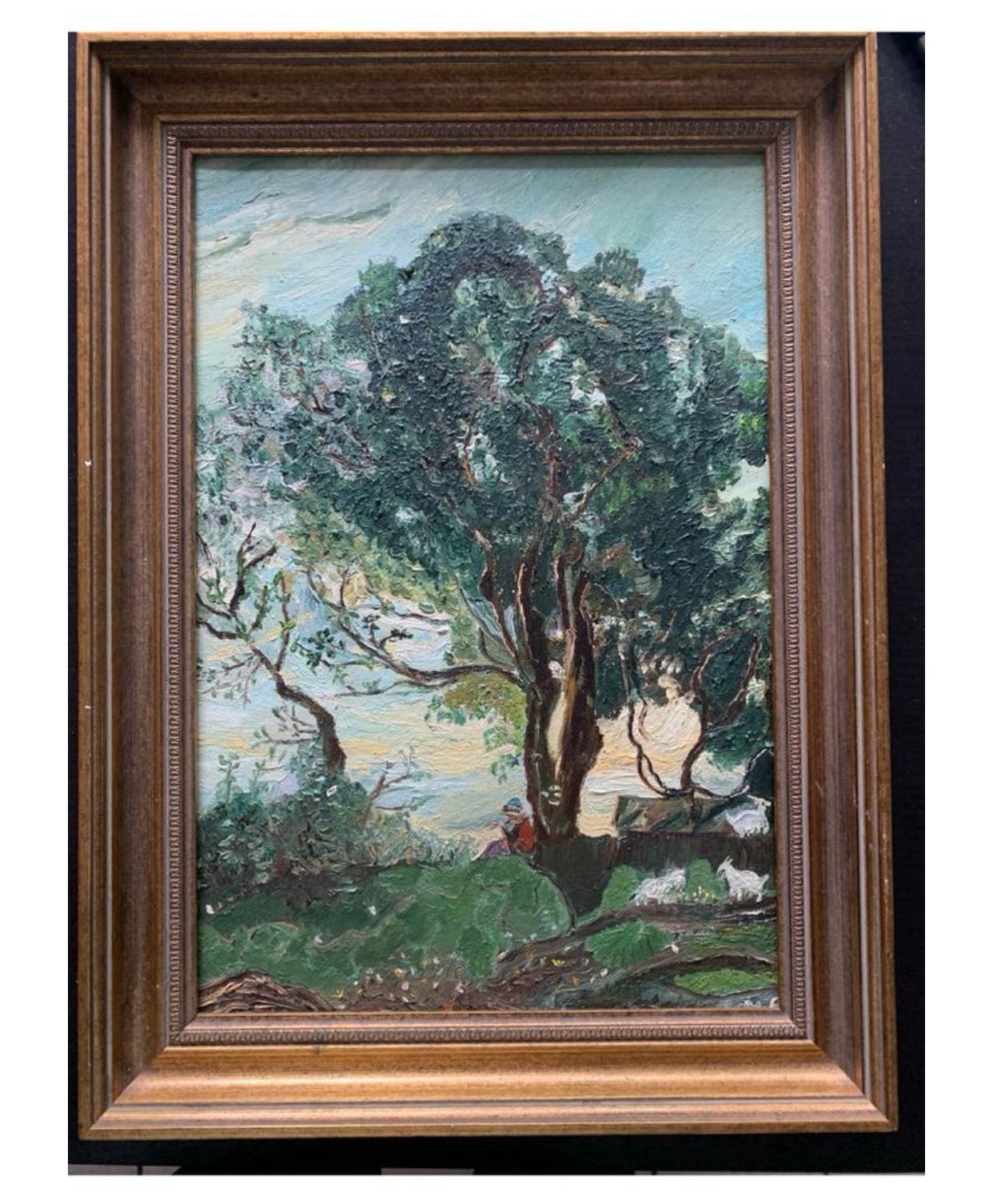 Vintage schildertje landschap gesigneerd, Ophalen of Verzenden