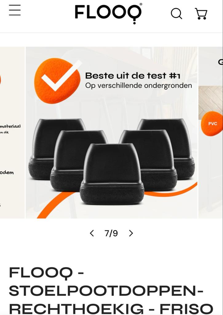 Flooq stoelpootdoppen 40x20 zwart - Nieuw, Huis en Inrichting, Ophalen, Kunststof, Zwart, Nieuw