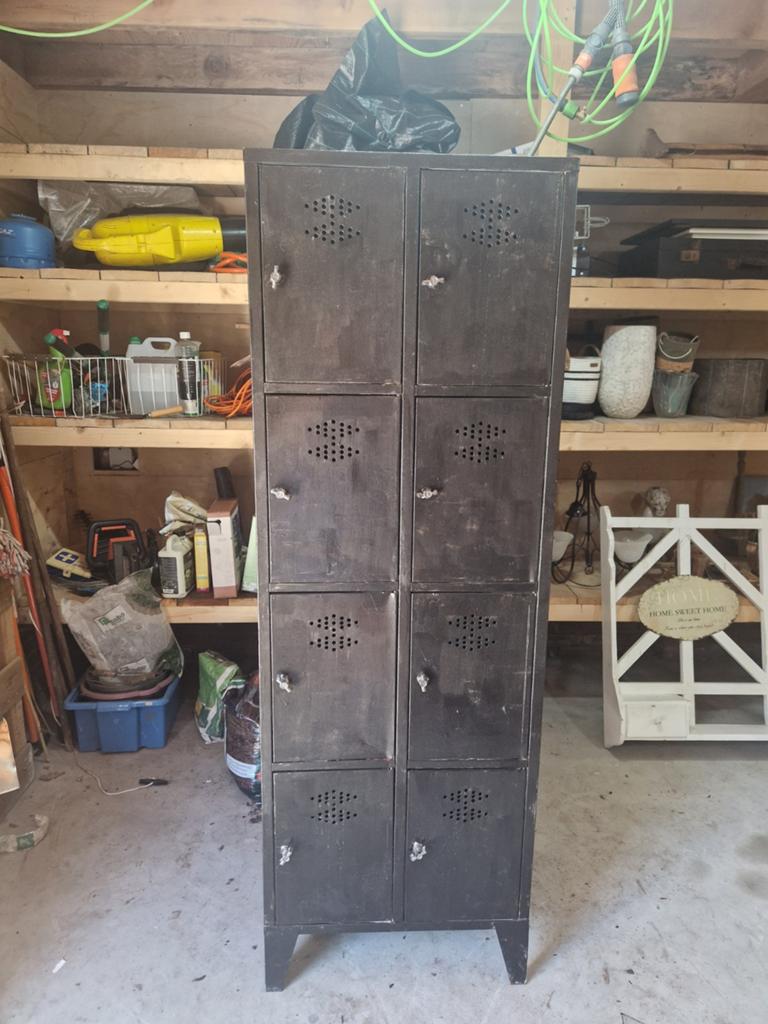 Vintage metal locker kast met 8 vakken, Huis en Inrichting, Ophalen, Gebruikt, Industrieel, Vintage