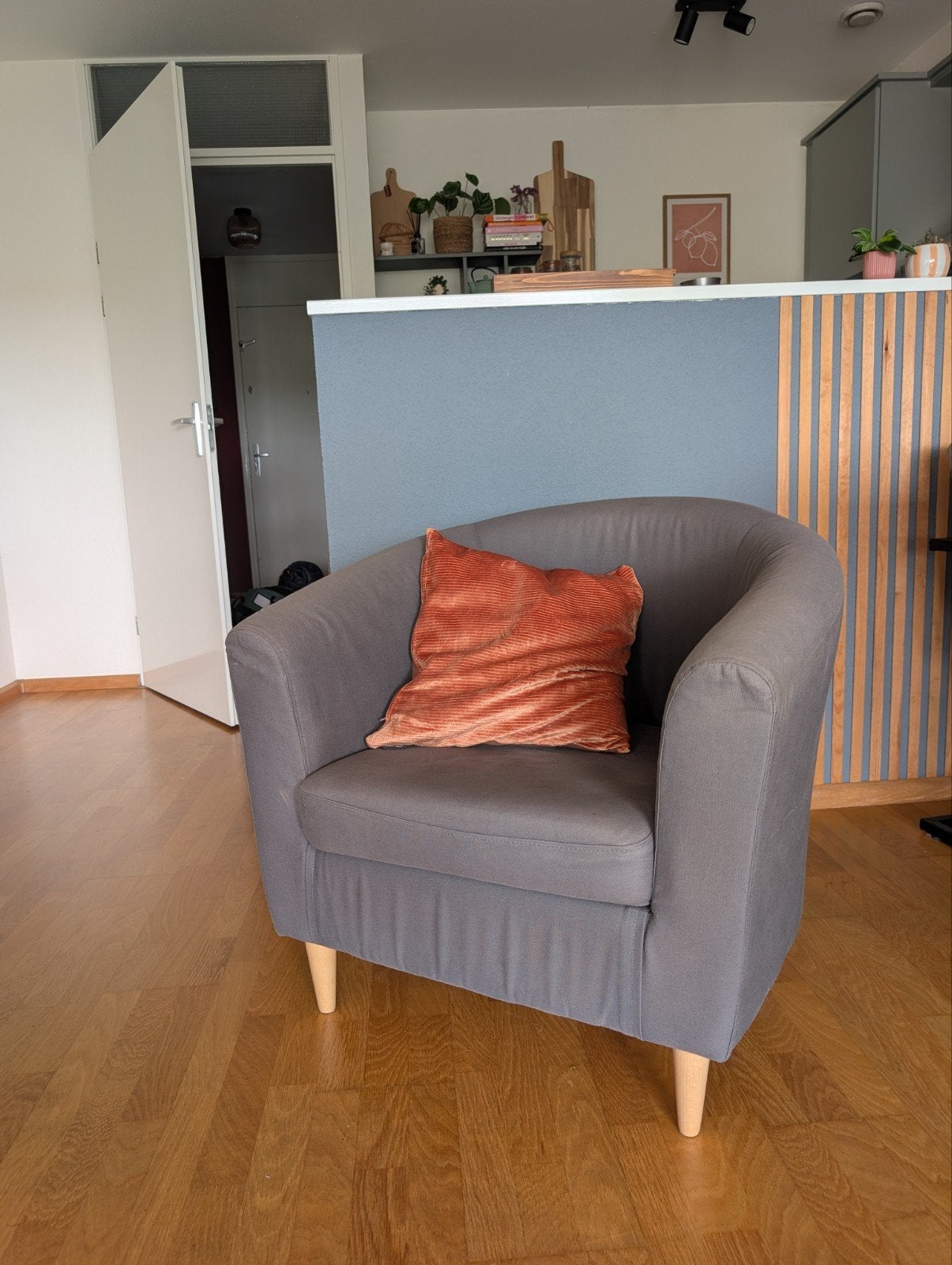 Fauteuil IKEA grijs/antraciet, Huis en Inrichting, Fauteuils, Ophalen, Gebruikt, 75 tot 100 cm, 50 tot 75 cm