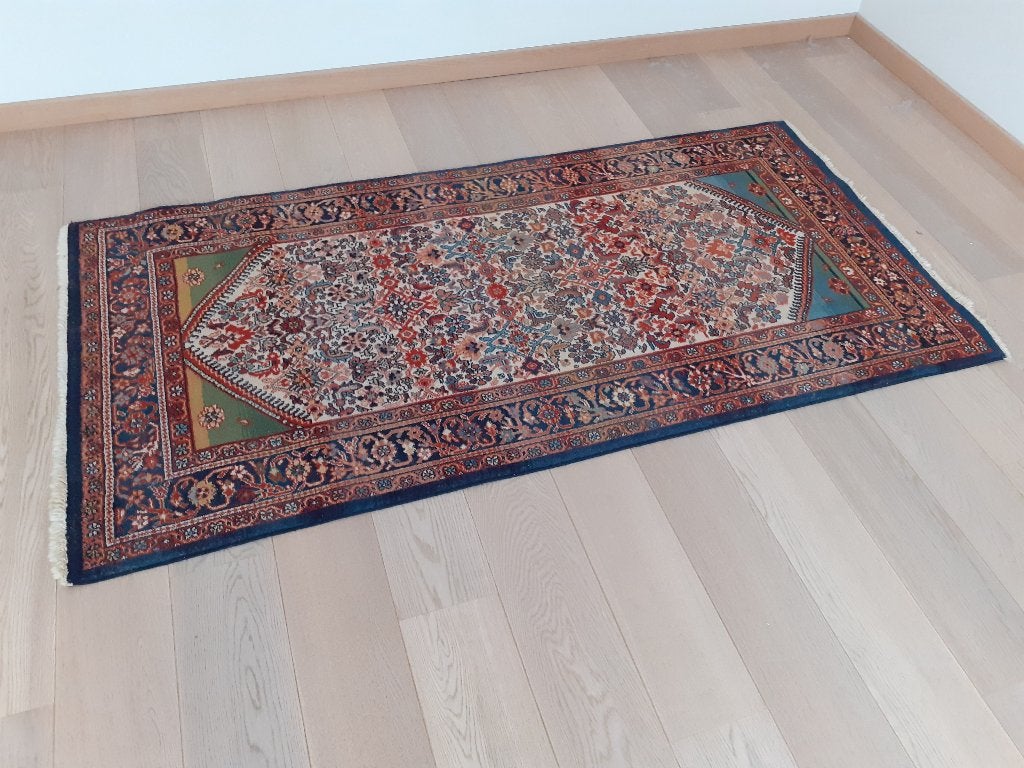 Handgeknoopt Perzisch Tapijt 182x90 cm (Topstaat), Ophalen, Gebruikt, Geel, 50 tot 100 cm