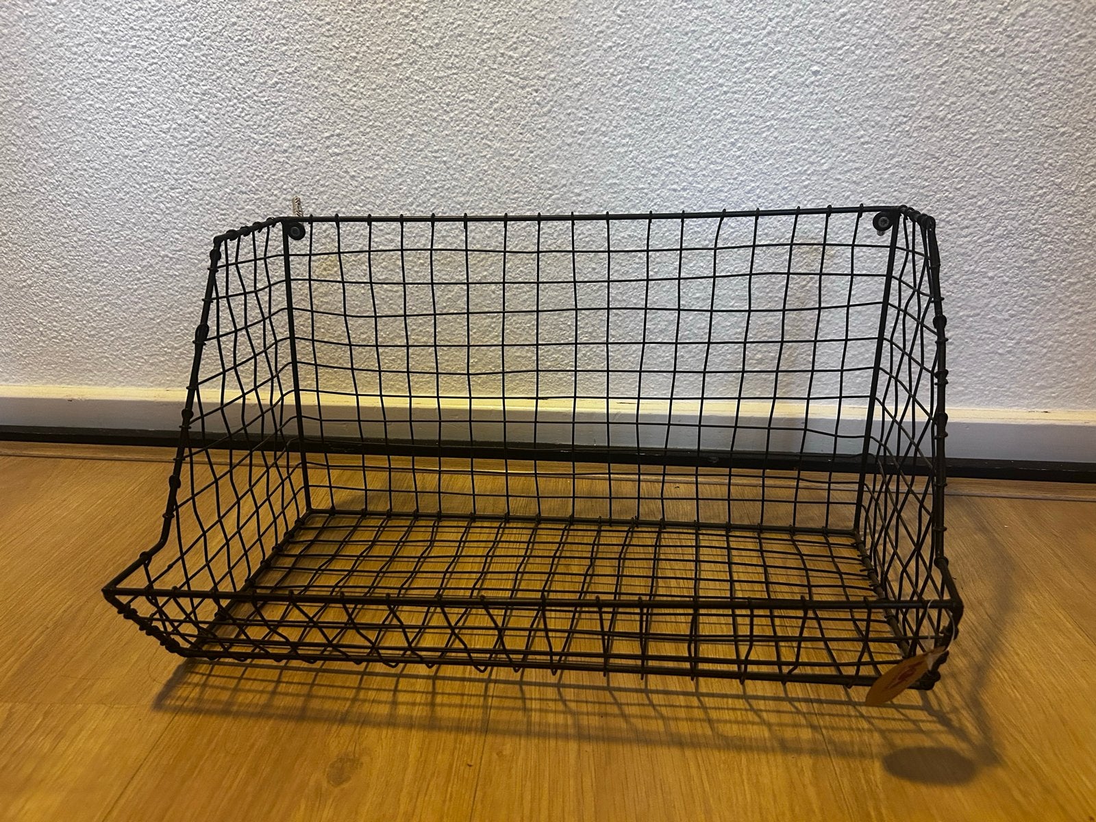 Zwart metalen wandrek/opbergmand - 46x25x23cm, Mand, Nieuw, Metaal, Rechthoekig