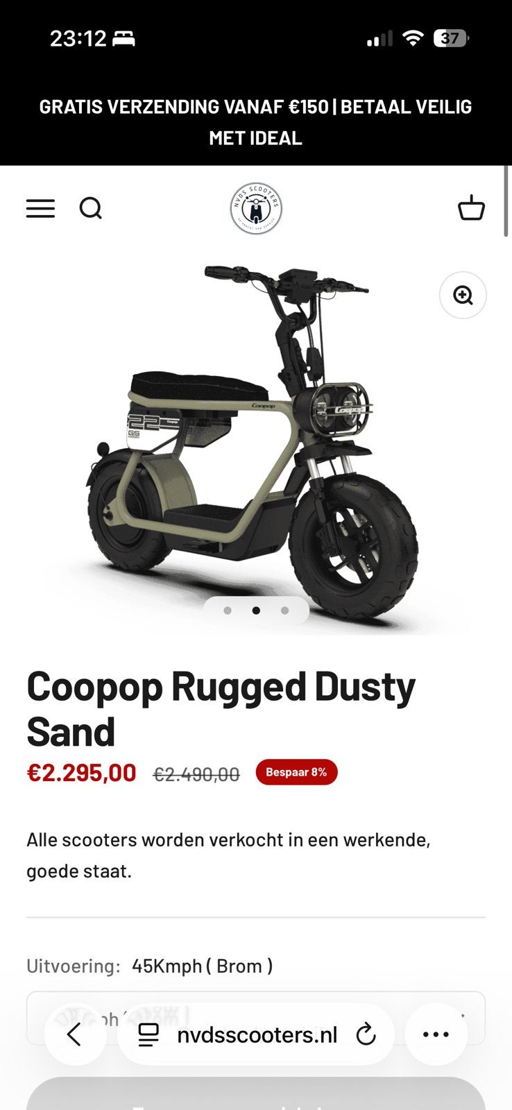 Coopop Rugged GS | 2 Jaar garantie | Camper | Elektrisch, Ophalen, Maximaal 45 km/u, Elektrisch, Nieuw