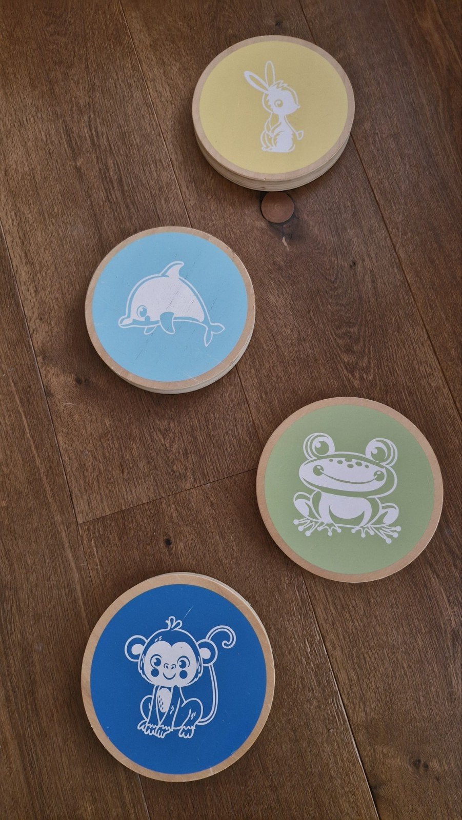 4 Houten stapstenen met dierenprints, Ophalen, Gebruikt, Overige typen