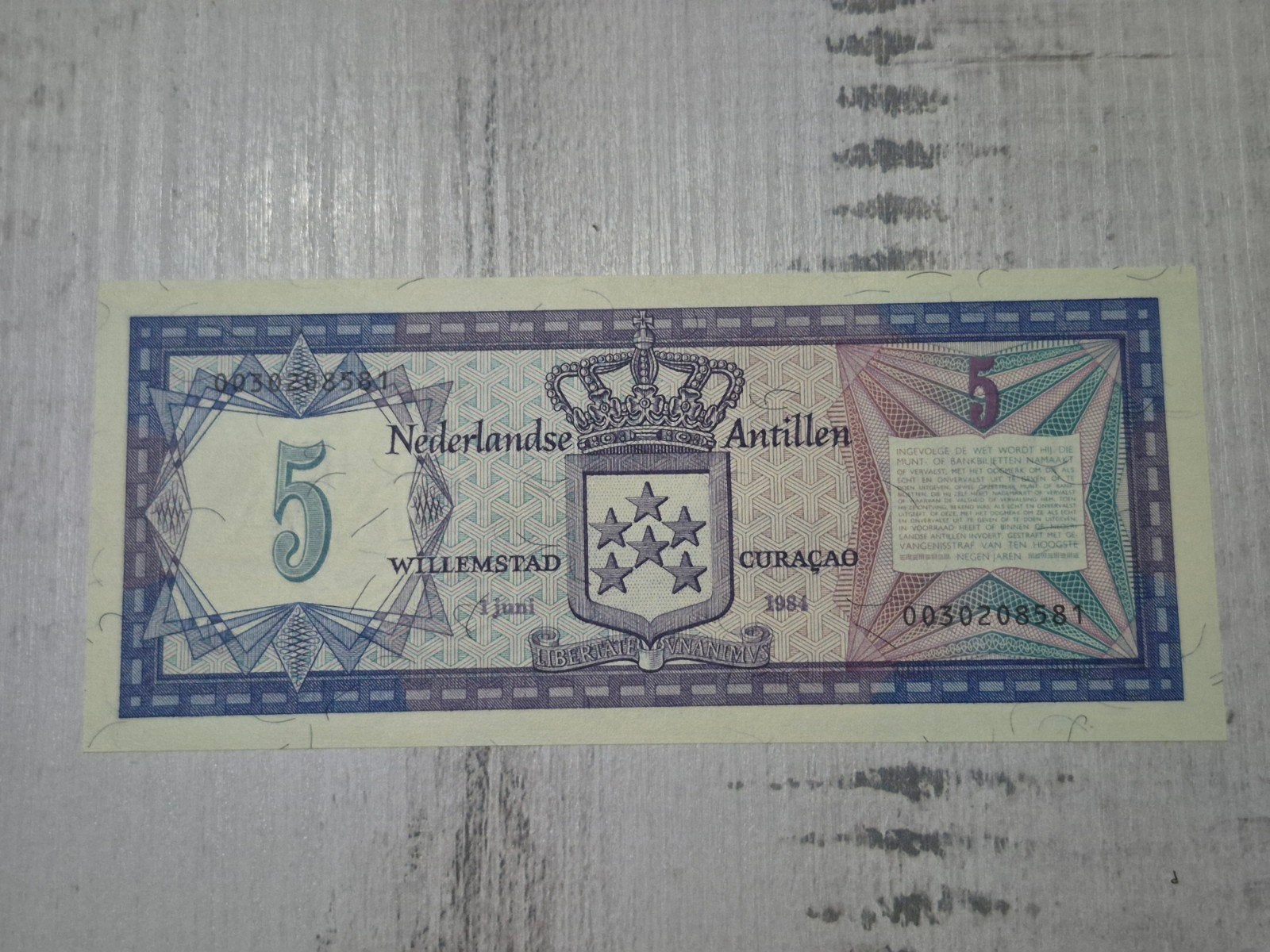 Nederlandse Antillen 5 gulden 1984 UNC, Postzegels en Munten, Bankbiljetten | Nederland, Ophalen of Verzenden, 5 gulden
