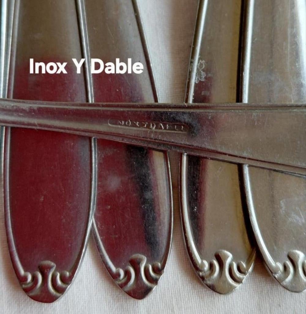 Inox Y Dable diner lepels ornamenten in de handvatten, Ophalen of Verzenden, Rvs of Chroom
