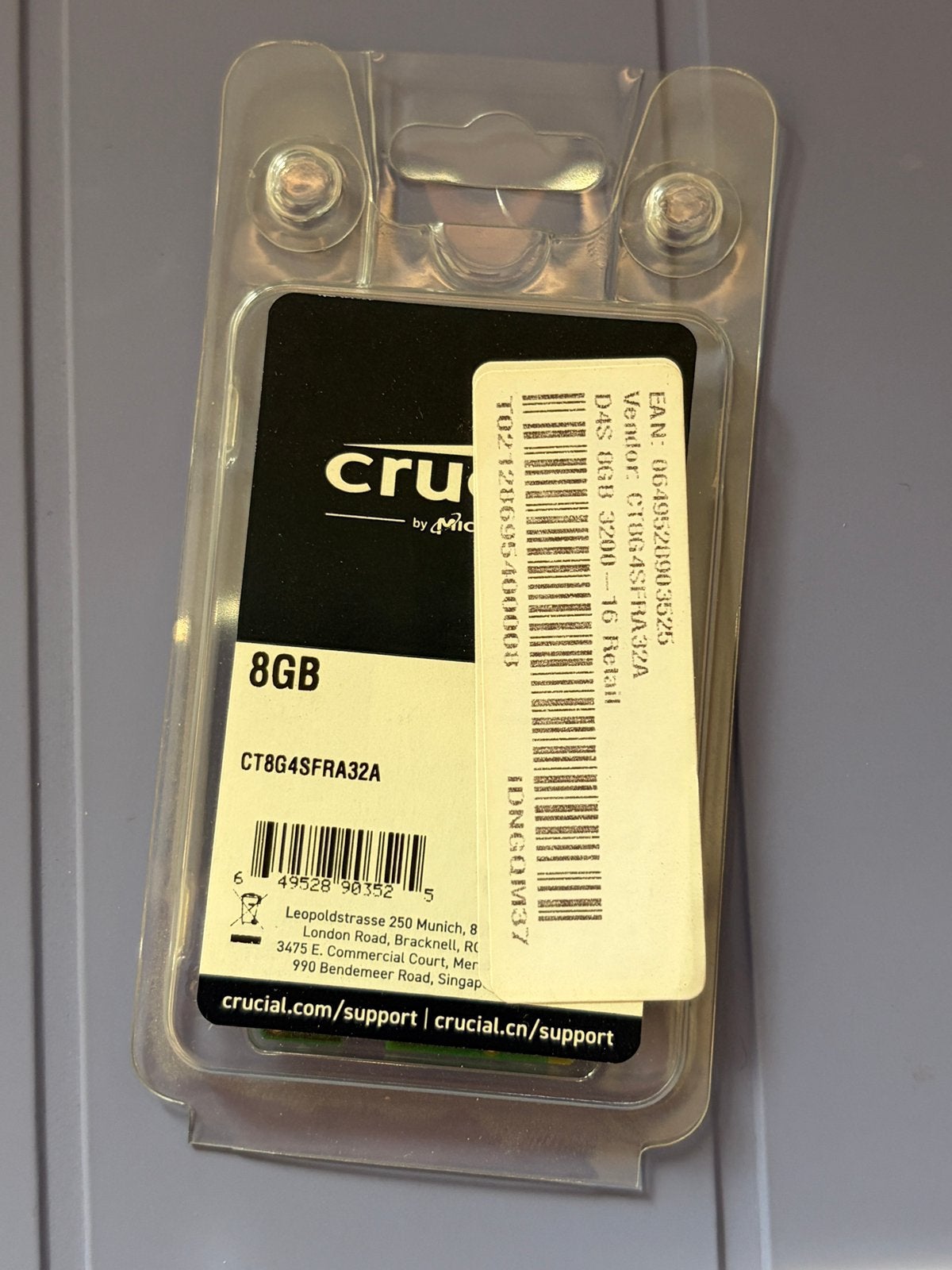 Crucial 8GB DDR4 SODIMM, Computers en Software, RAM geheugen, Verzenden, Zo goed als nieuw, DDR4, Laptop