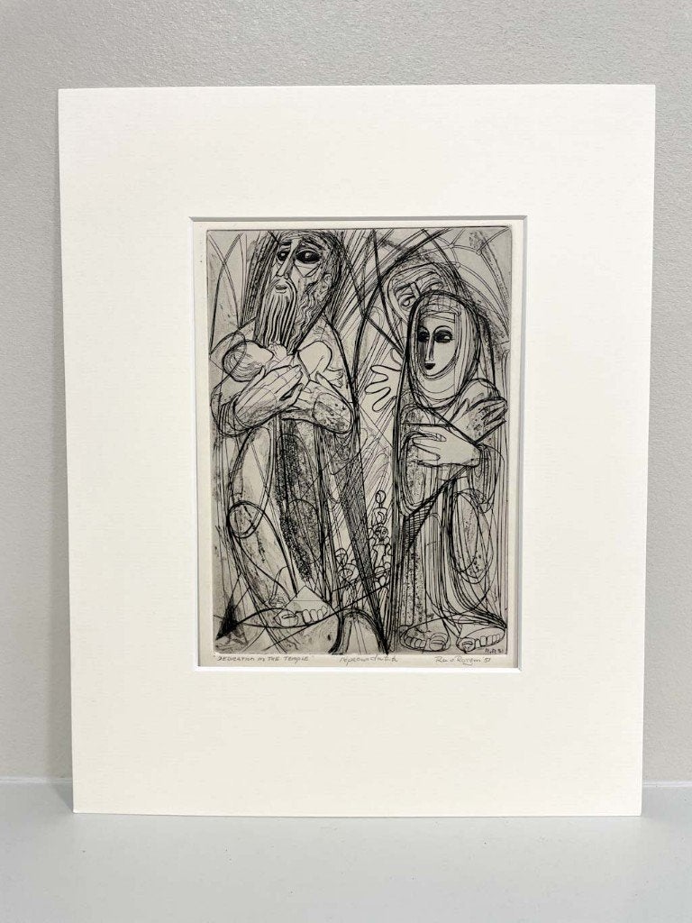 Ru van Rossem (1924-2007) 'Jediction in the Temple' - Ets, Religie, Gesigneerd, 19 cm, Ophalen of Verzenden